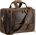 17'' Large Leather Laptop Briefcase for Men, Durable Business Messenger Bag with Full Grain Cowhide