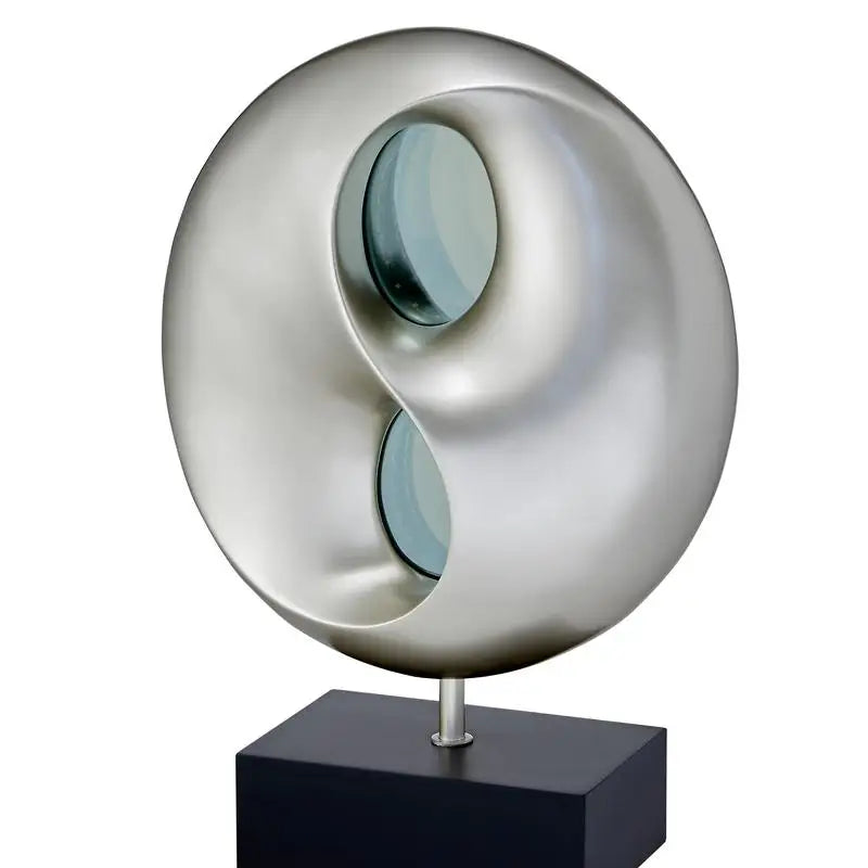 Ultra-Modern LED Table Lamp with Infinity Mirror, Black and Silver Finish, Antique Night Light for Bedroom Use