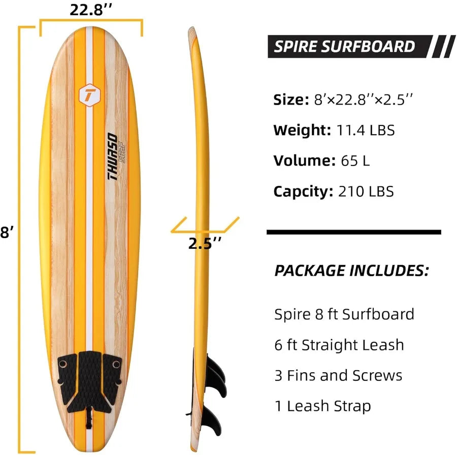 8 ft Soft Top Foam Beginner Surfboard for Adults and Kids Perfect Longboard for Surfing Beach Fun and Water Sports Lightweight a
