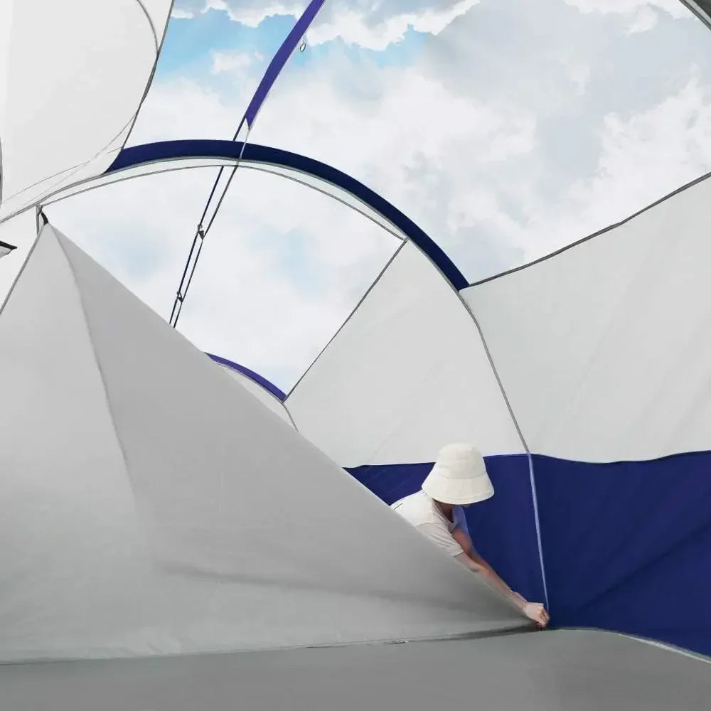 Tent 8 Person Camping Tents, Weather Resistant Family Tent, 5 Large Mesh Windows, Double Layer, Divided Curtain for Separated