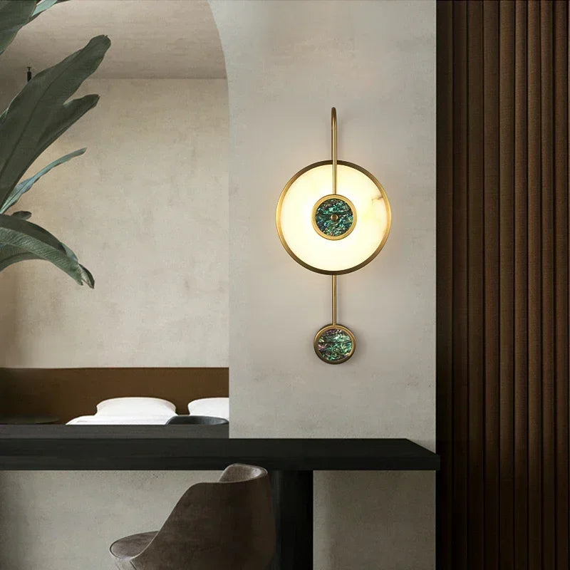 Nordic Marble Wall Lamp Circular Light Luxury Living Room Background Wall Dining Room Bedroom Bedside Background Wall Lamp