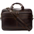 Full Grain Leather Briefcase for Men Business Messenger Bag Laptop Case Fits 15.6 Inch Laptop Brown Premium Quality with Multip