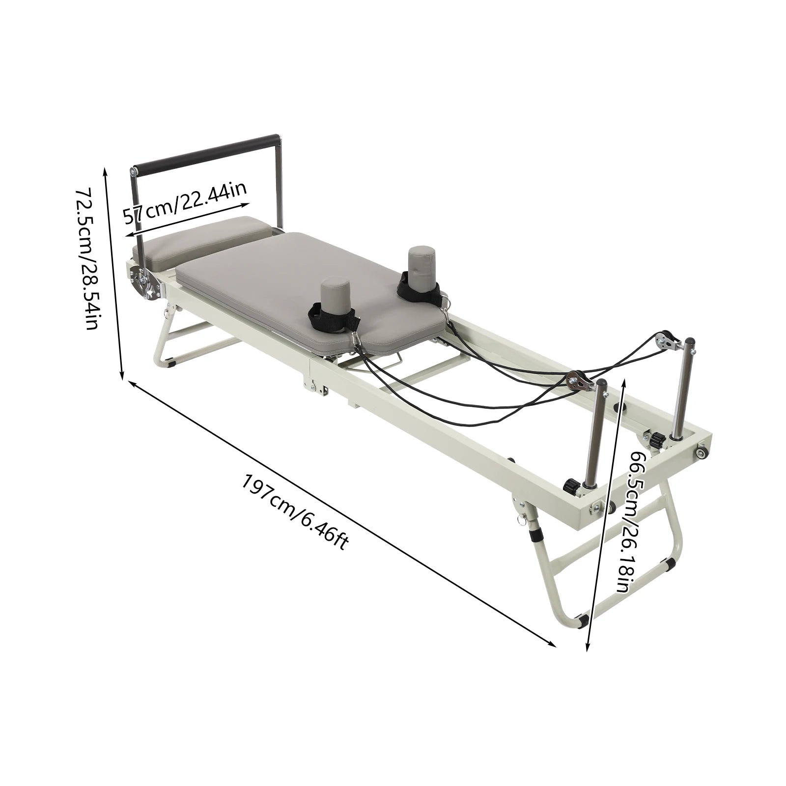 Foldable Pilates Reformer Machine Elastic Latex Spring Multifunctional Yoga Fitness Equipment 264.55lbs Load for Gym/Yoga Studio