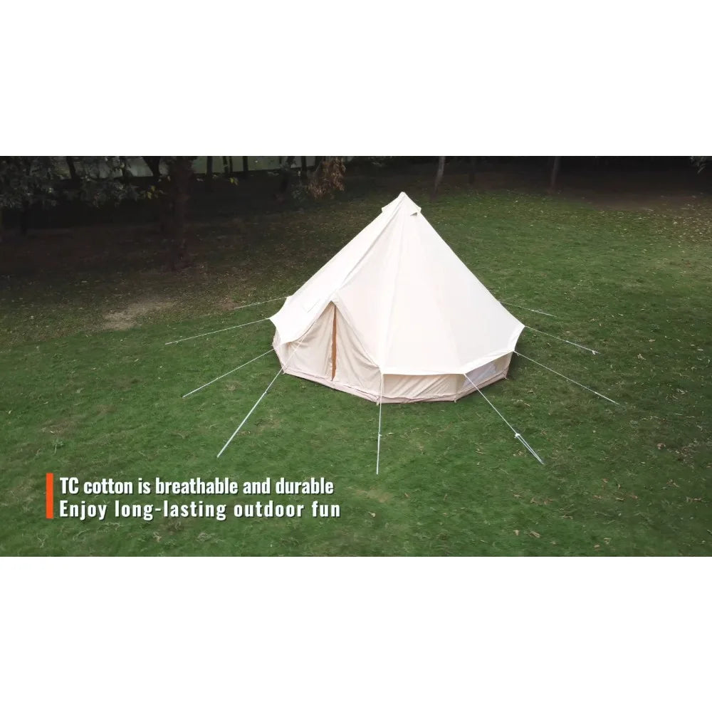 Canvas Bell Tent 3m/9.8ft 4-Season Canvas Tent for Camping with Stove Jack