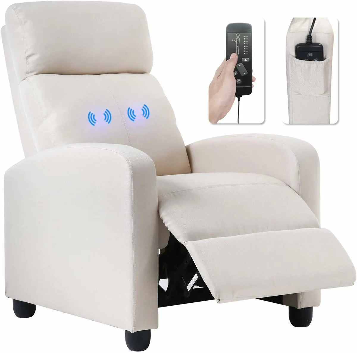 Massage Recliner Chair Single Sofa Fabric Padded Seat Theater Home  / Footrest