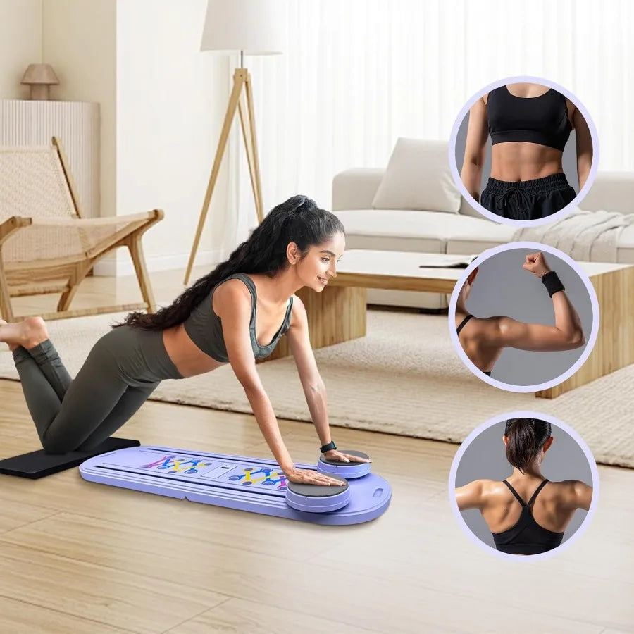Pilates Board Reformer Set 15in1 Foldable Ab Core Trainer for Home Workout Portable Multifunctional Pilates Machine for Women a