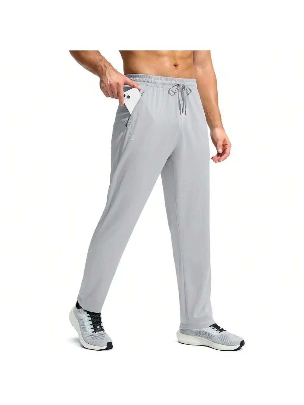 Mens Lightweight Mesh Sweatpants With Zipper Pockets Open Bottom Athletic Pants