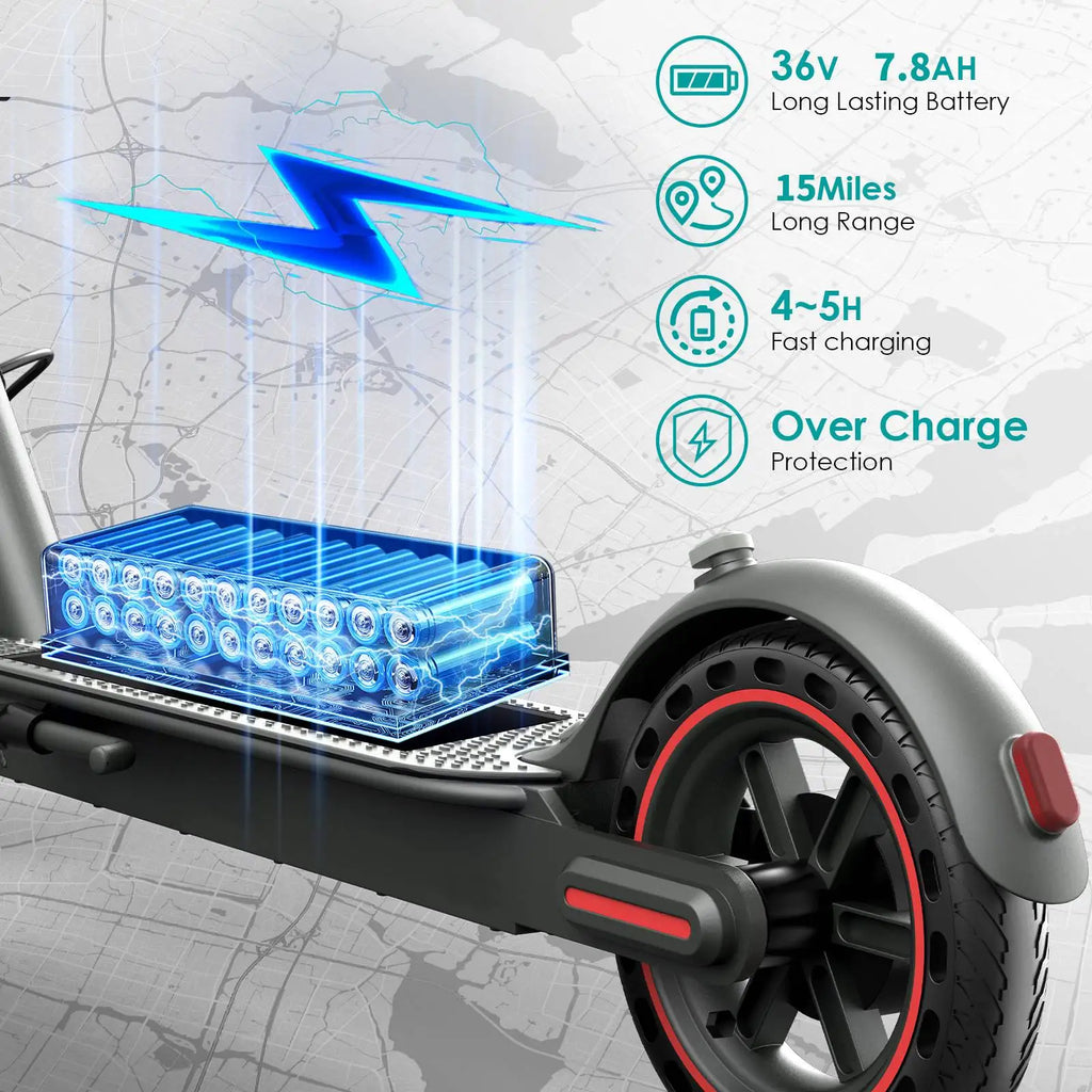 350W Motor Folding Electric Scooter For Adults 8.5'' Solid Tire 36V 7.8AH Battery Rang 15Miles Long Range APP Control