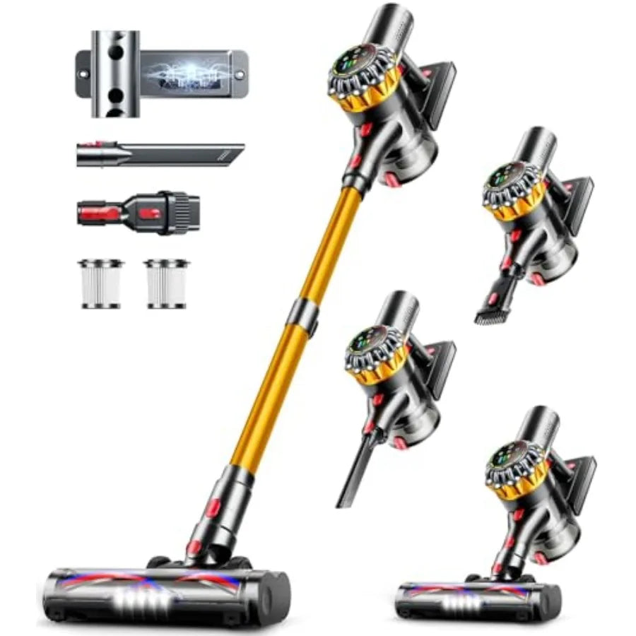 Cordless Vacuum Cleaner 550W 45KPA 65Mins for Home Stick Vacuum with Self-Standing Touch Screen Anti-Tangle Brush 8-in-1 Lightw