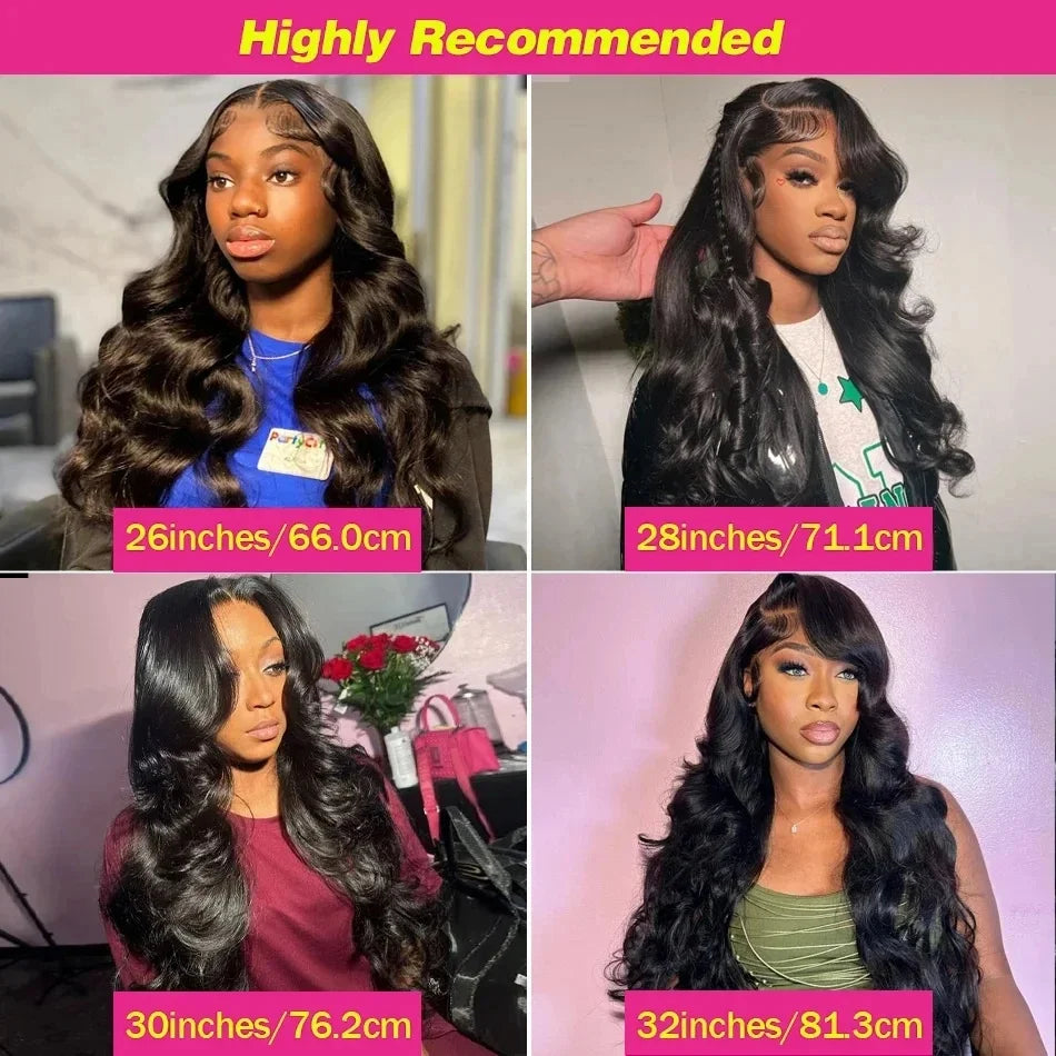40 Inch 13x6 Body Wave Human Hair Frontal Wig 13x4 HD Lace Natural Black Front Wig Pre Plucked Human Hair Wigs For Black Women
