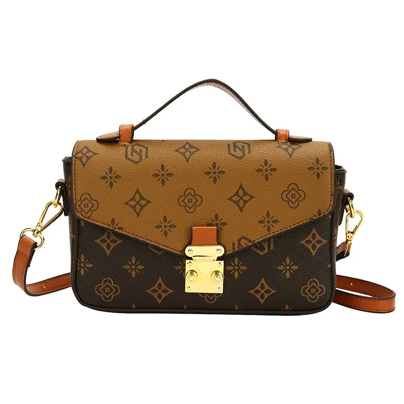 DesignerCurated Square Bag Women's Crossbody Purse  Artistic Floral Print Shoulder & Top Handle Bag with Textured Vegan Leather
