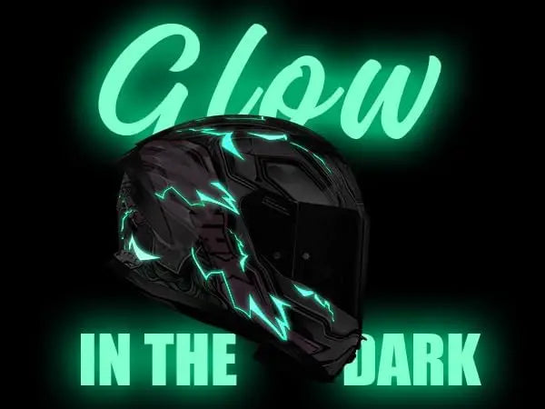 Force Glow-in-The-Dark Aerodynamic Full Face Helmet for Street E-Bikes DOT ECE Certified-Enhanced Dual Visor Adult Size Pinlock