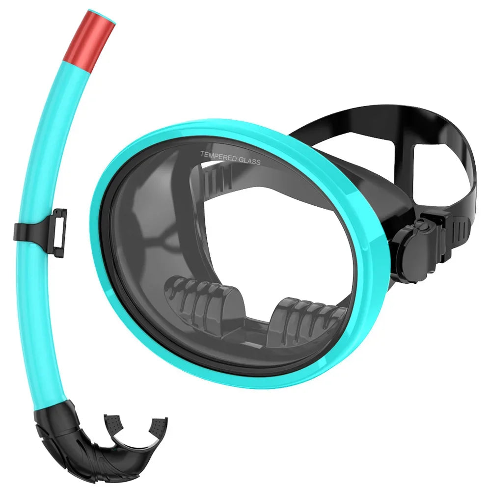 Oval Snorkel Mask Spearfishing Mask Classic Retro-Style Panoramic Wide View Scuba Goggles Tempered Glass Lens Wet Tube for Adult