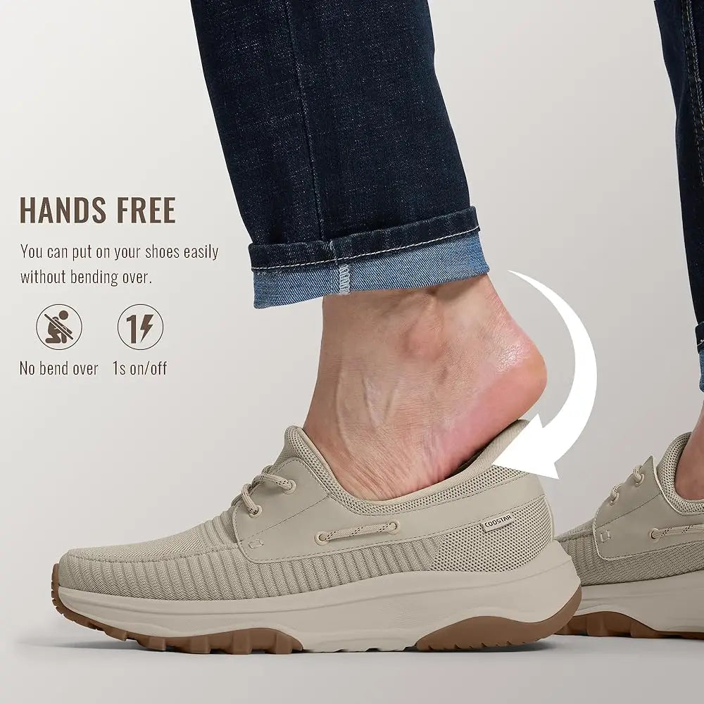 Slip On Shoes for Men Orthopedic Walking Shoe with Arch Support Hands Free Loafers Casual