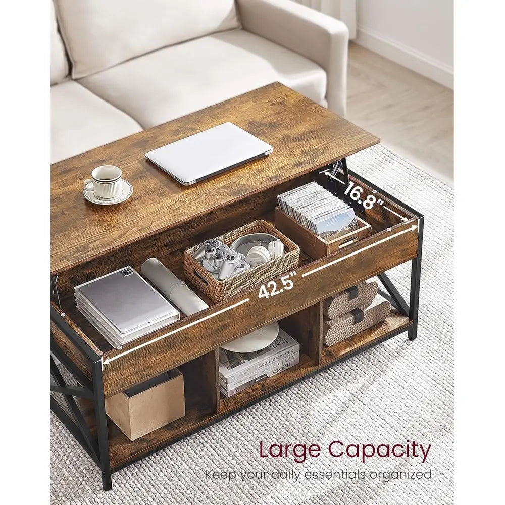 Lit Top Coee Table, Lit Coee Table with Storage Shel, Hidden Comparents and Liting Top, or Living Room, Oice, 19.7 x 47.2 x (19.