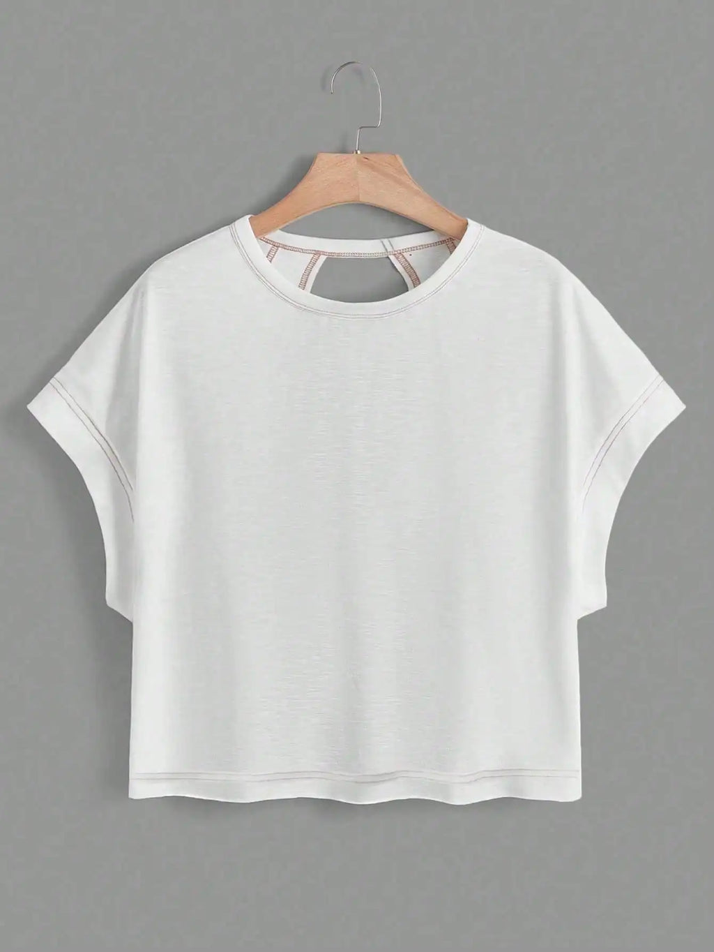 2-Pack Women's Cropped T-Shirt Set with Cut-Out Back & Drop Shoulder Design