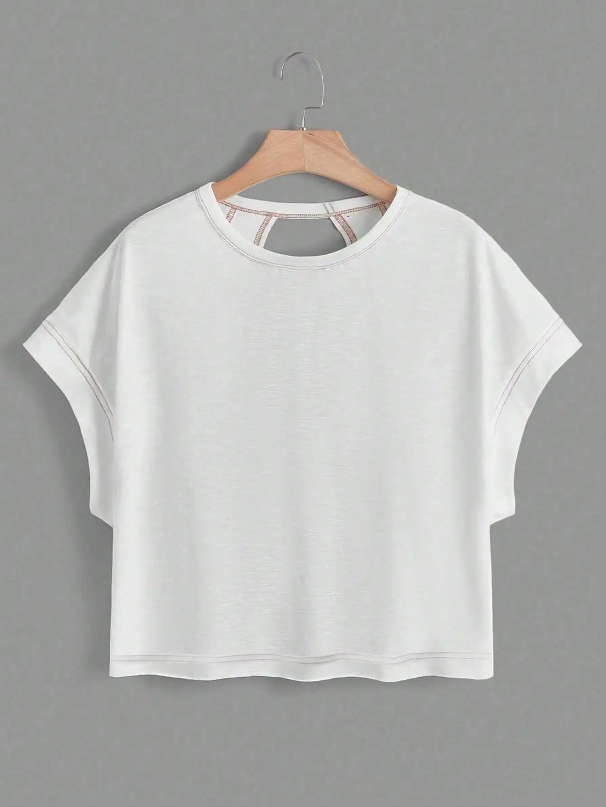2-Pack Women's Cropped T-Shirt Set with Cut-Out Back & Drop Shoulder Design