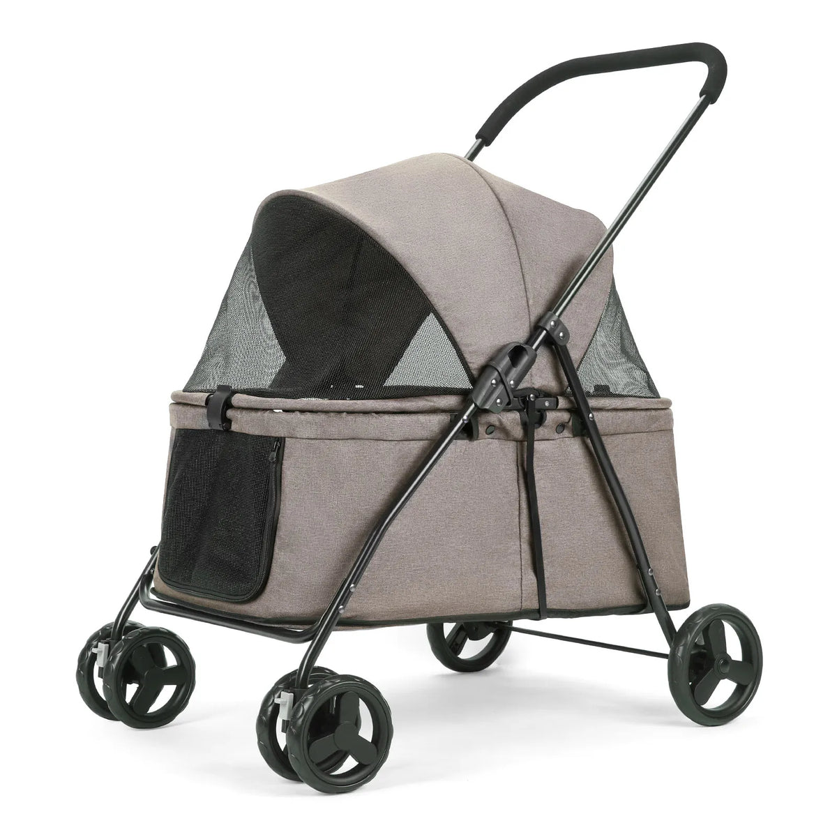 Wedyvko Luxury 80 lbs  Pet Stroller 4 Wheels Dark Grey Dog Puppy Stroller Rotate with Brakes for Small Medium Dog