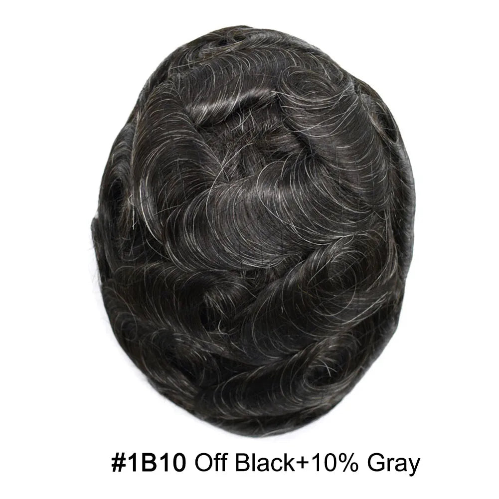 Mens Toupee Full Poly 0.10mm Injection Pu Human Hair System Hairpieces Male Hair Prosthesis Male Wig for Hair Loss Solution