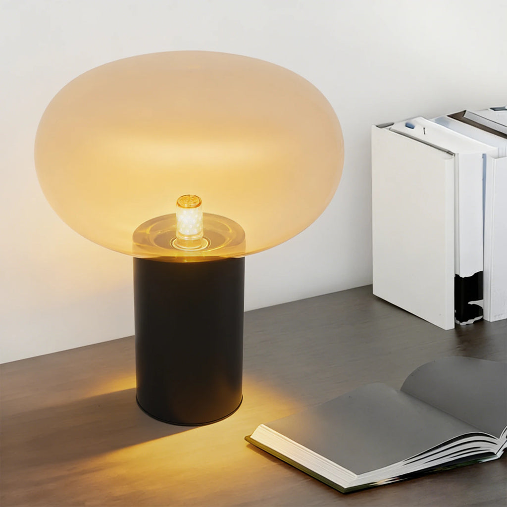 Living Room Table Lamp, Minimalist Bedside Lamp Glass Shade, Art Deco-Style Modern Table Lamp 110-240V for Studies, Bedrooms