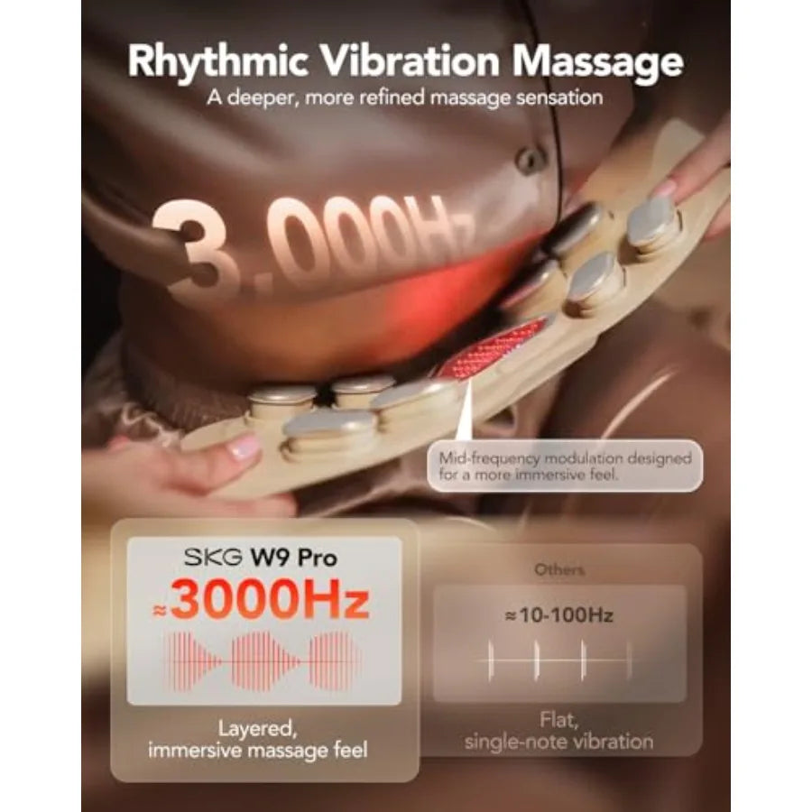 W9 Pro Lower Back Massager for Pain Relief Deep Tissue Gifts for Men Women Adjustable Cordless Heating Pad Infrared Vibrating B