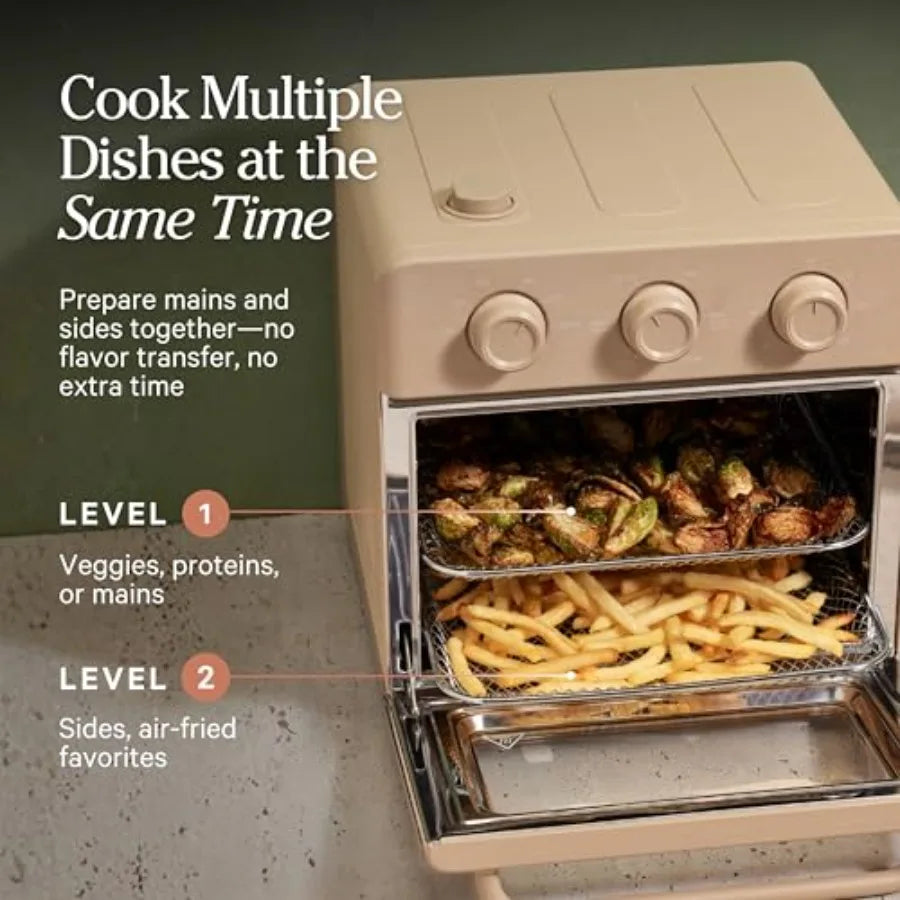 Wonder Oven 6-in-1 Stainless Steel Air Fryer Toaster Oven Combo with Basket Rack Pan Tray Compact 13 QT Countertop Capacity Toa
