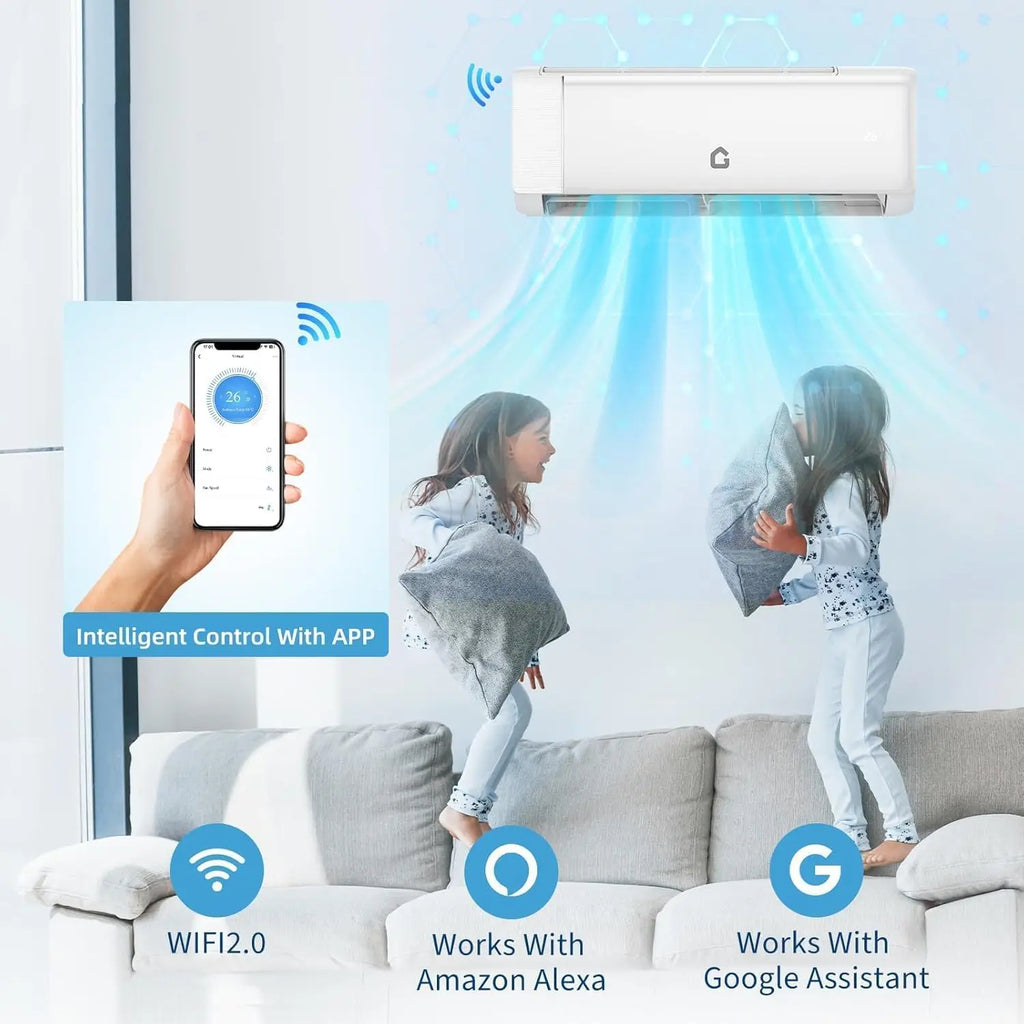 12000 BTU Wifi Mini Split Air Conditioner with Heater 230V Energy Ductless Wall-Mounted AC Unit with Remote/Installation Kit