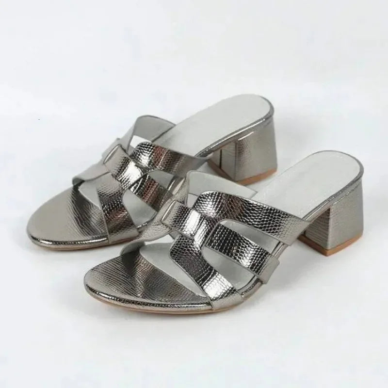 High end Womens Slippers Flat Shoes Trend Fashion Real Leather Female Slippers Woven High-heeled Thick Heels T41 250317