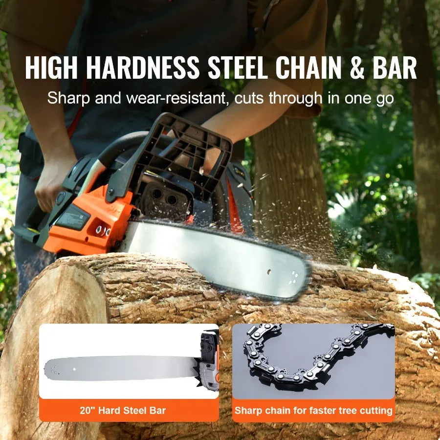 Gas Chainsaw 58CC 20 3.22HP Gasoline Powered Handheld Cordless Petrol Chainsaw for Tree Wood Branch Cutting Tree Trimming Land