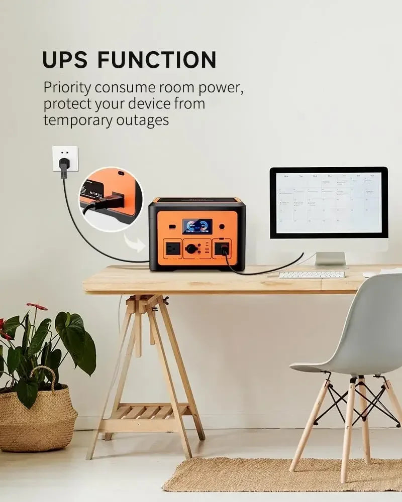 Portable Power Station 665.6Wh, 600W Solar Power Station, Battery Backup with UPS Function, Solar Generator for Home Emergency