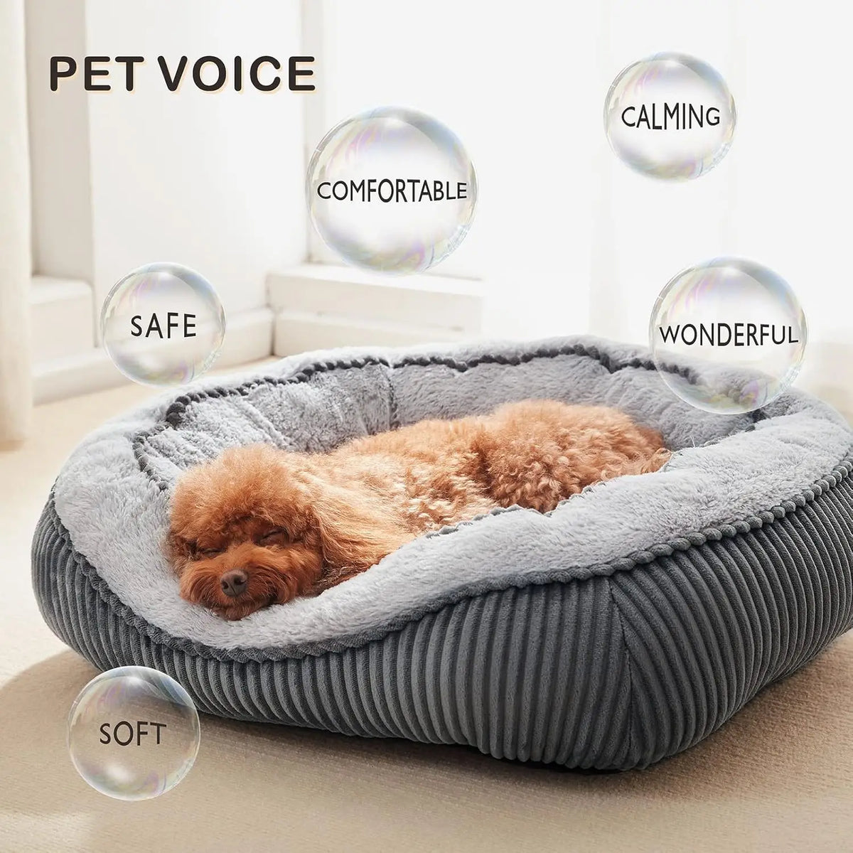 Washable Orthopedic Pet Bed for Dogs & Cats, Soft Calming Sleeping Mat with Anti-Slip Bottom