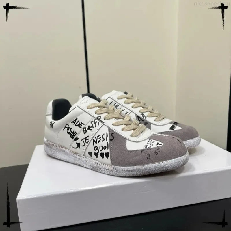 New Cowhide Retro German Training Shoes Men Women White Sneakers Genuine Leather Soft Couple Breathable Durable Athletic Fashion
