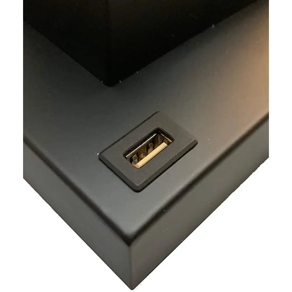 22"H GOLD SQUARE W/ BLACK SHADE CRYSTAL CENTERPIECE WITH NIGHT LIGHT, USB Port + Power  Outlet