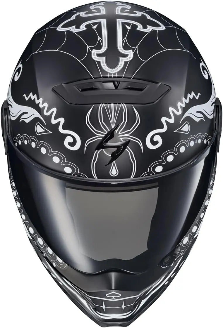 Covert FX Full Face Adult Motorcycle Helmet Street Fighter Style-Bluetooth Ready Speaker Pockets DOT ECE El Malo (White/Matte Bl