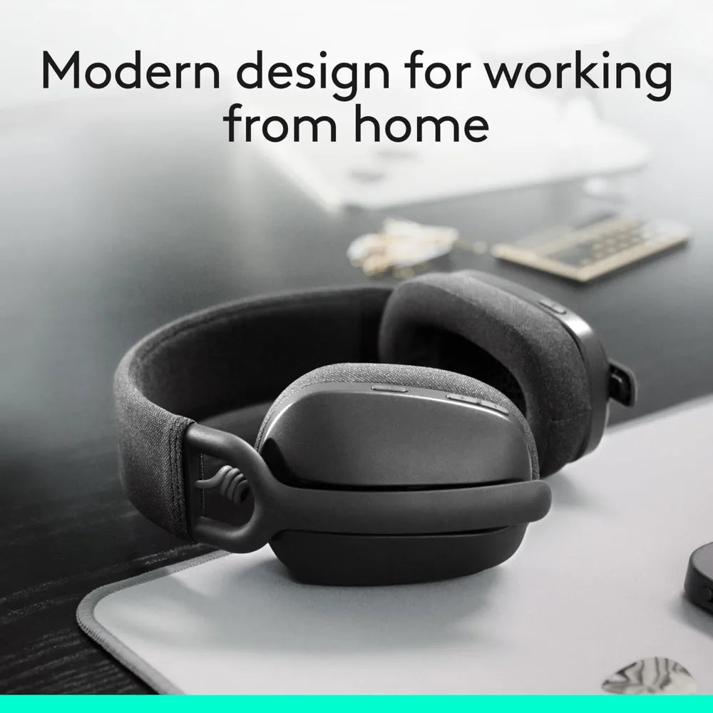 Lightweight Wireless Over-Ear Headphones with Noise Canceling Mic, Advanced Bluetooth for Teams, Zoom, Mac/PC - Graphite