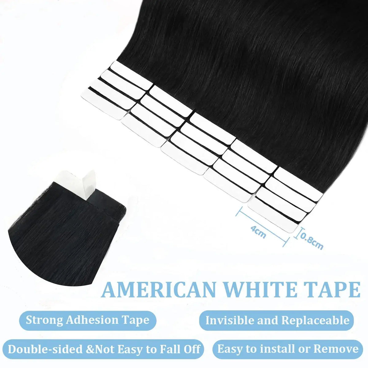Invisible Tape In Hair Extensions Human Hair Hand Tied Tape in Hair Extensions Natural Adhesive Tape Hair Extension 20pcs/pack