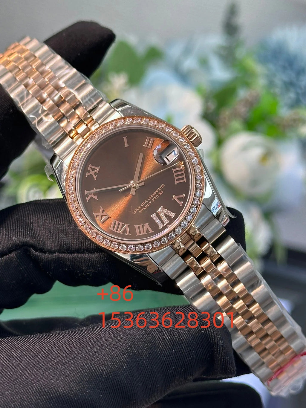 Women Luminous Sapphire Automatic Mechanical Watch 904L Stainless Steel Black Blue Customized