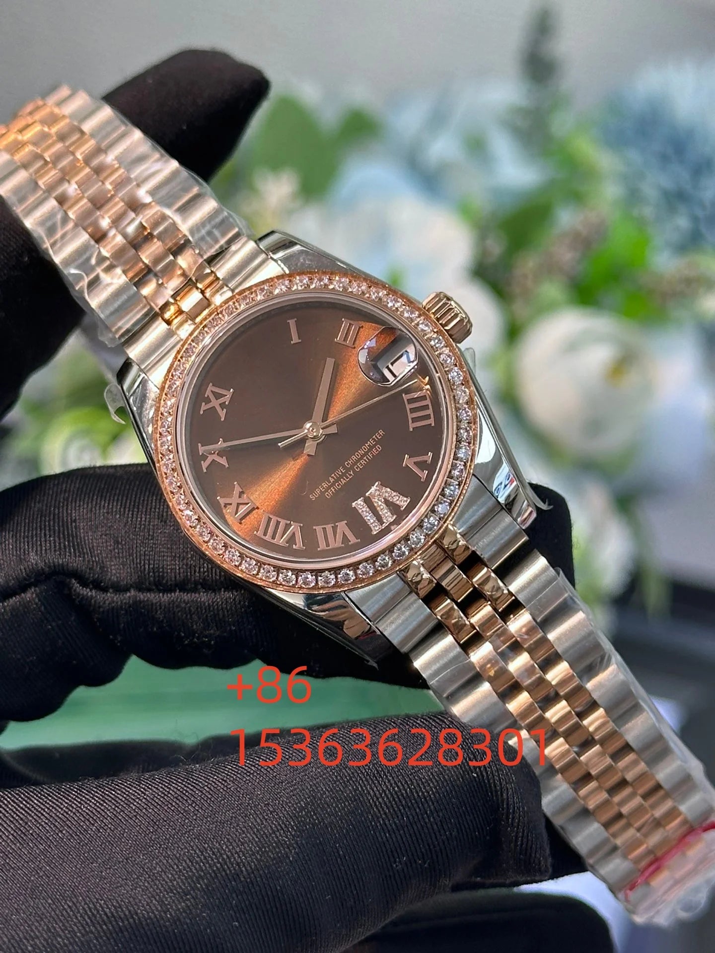 Women Luminous Sapphire Automatic Mechanical Watch 904L Stainless Steel Black Blue Customized