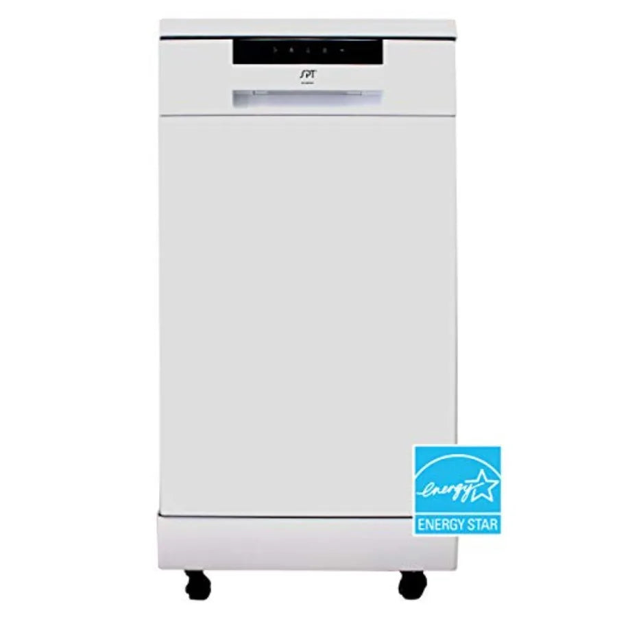 18 Wide Portable Dishwasher with ENERGY STAR 6 Wash Programs 8 Place Settings Stainless Steel Tub White