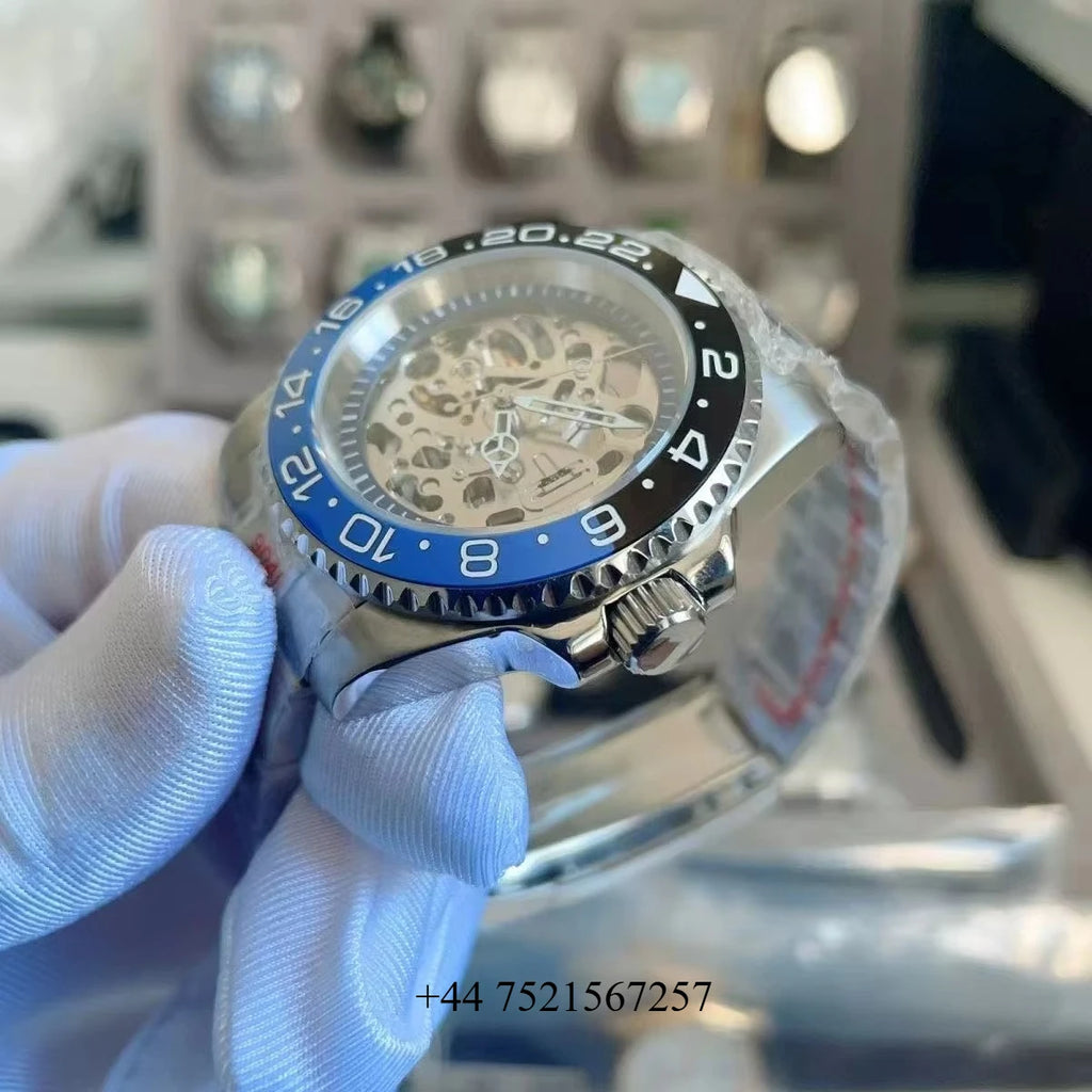 High Quality Customhollow Waterproof Mechanical Watch Sapphire Mirror Men and Women's Nh70 Movement Sports Watch Without LOGO