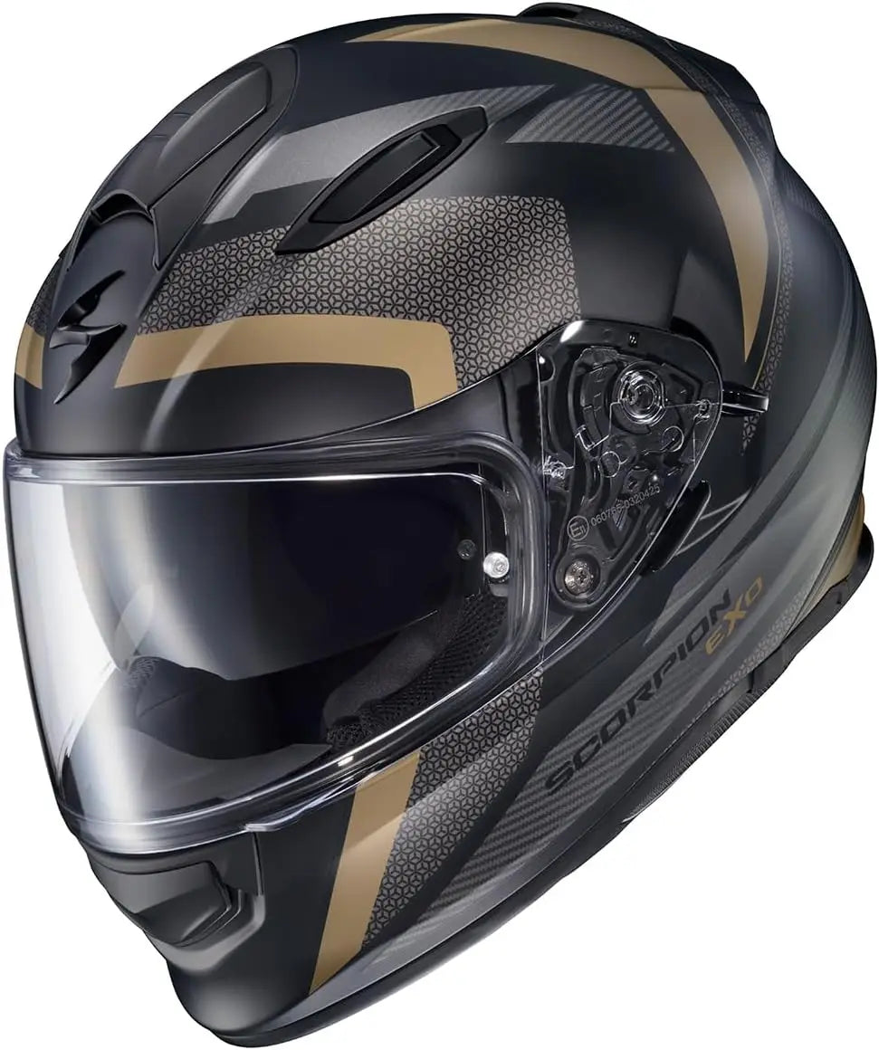 Ryzer Full Face Motorcycle Helmet with Pinlock Ready Shield with Integrated Speaker Pockets DOT ECE Approved Evolution (Gold-X-L