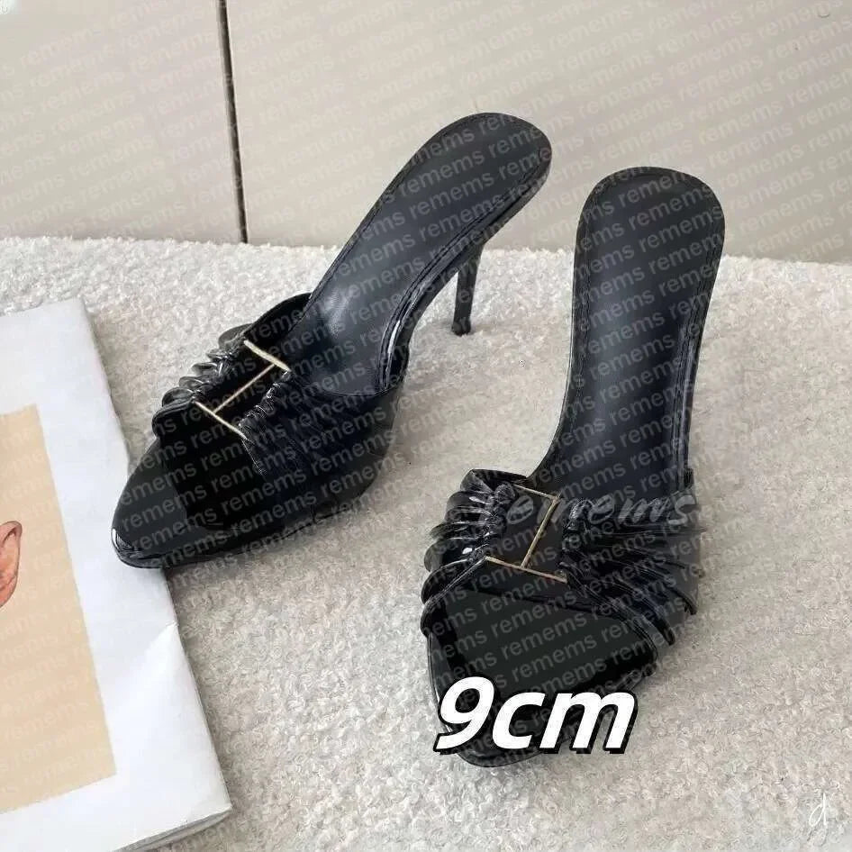 Designers' high heels, women's fishmouth, thin slippers, letters and empty high-heeled sandals, pointed shoes. size 35-41 000