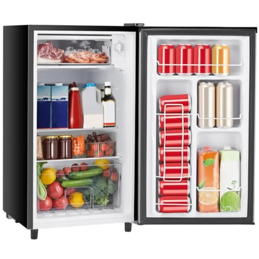 3.2 Cu.Ft Mini Fridge with Freezer Small Refrigerator Adjustable Thermostat Energy-efficient Low Noise Compact Fridge for Bedro