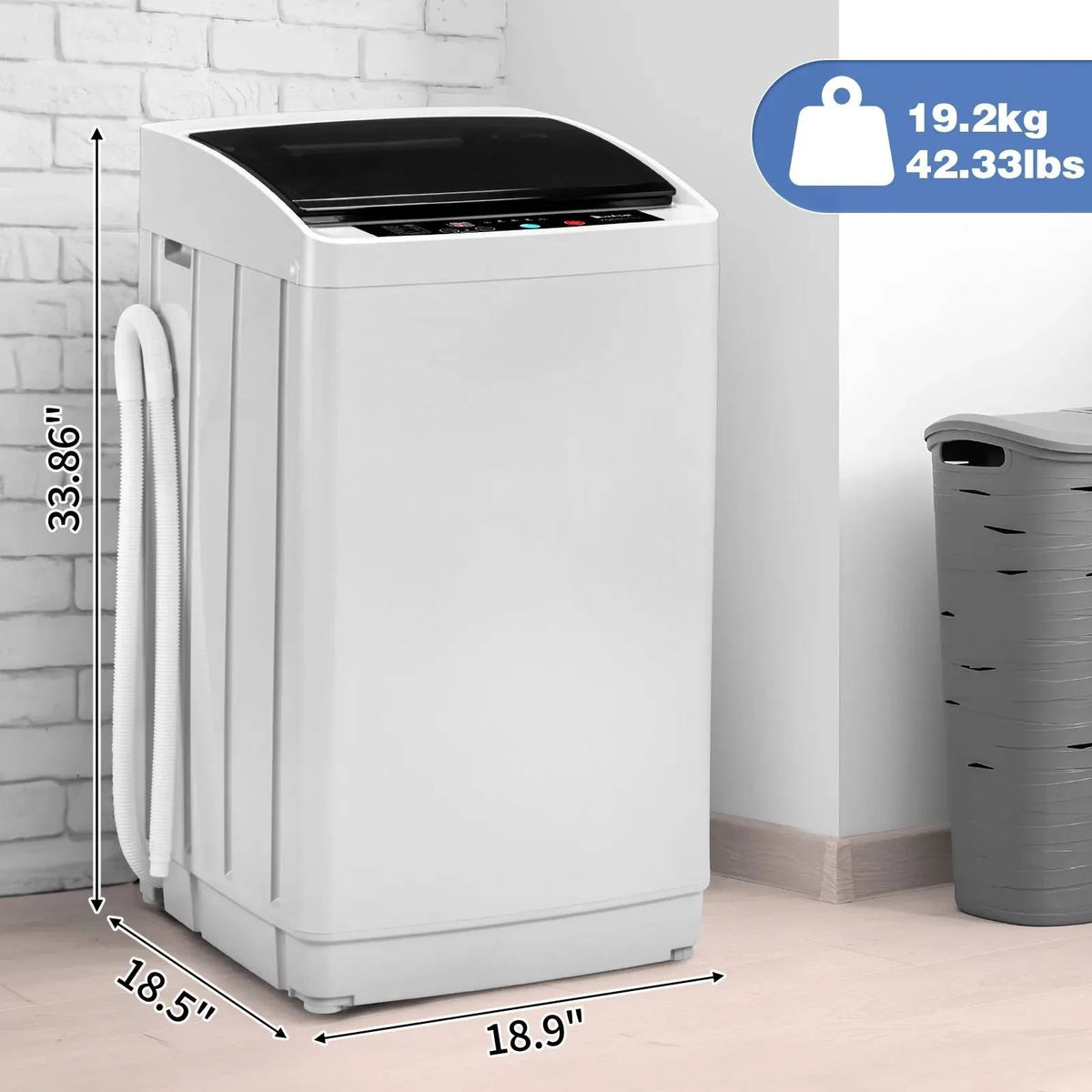 Apartment Full Auto Washing Machine 17.8lbs Portable Electric Clothing Washer
