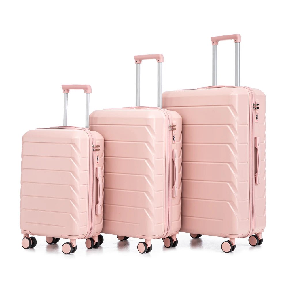 3 Piece Travel Luggage Set 20/24/28 Inch Spinner Wheels with Combination Lock Lightweight Hard Shell Suitcase