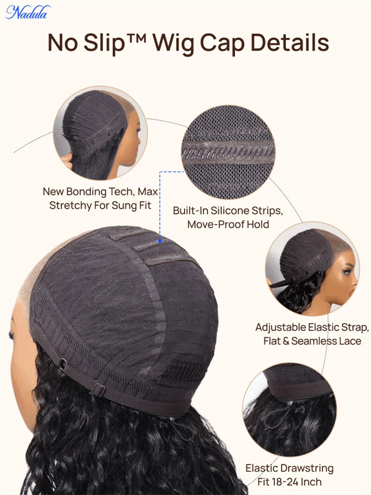 Nadula No Slip Yaki Straight Glueless Wig 100% Human Hair 7x5 Bye Bye Knots Put On and Go Glueless Human Hair Wig Ready to Wear