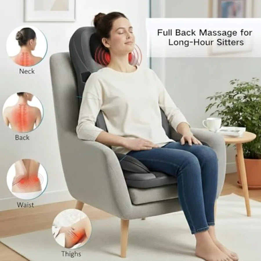 Shiatsu Massage Chair with Heat Full Back Shiatsu Rolling Comfortable Massage Chair Pad for Stress Relief Gift for her/him Offi