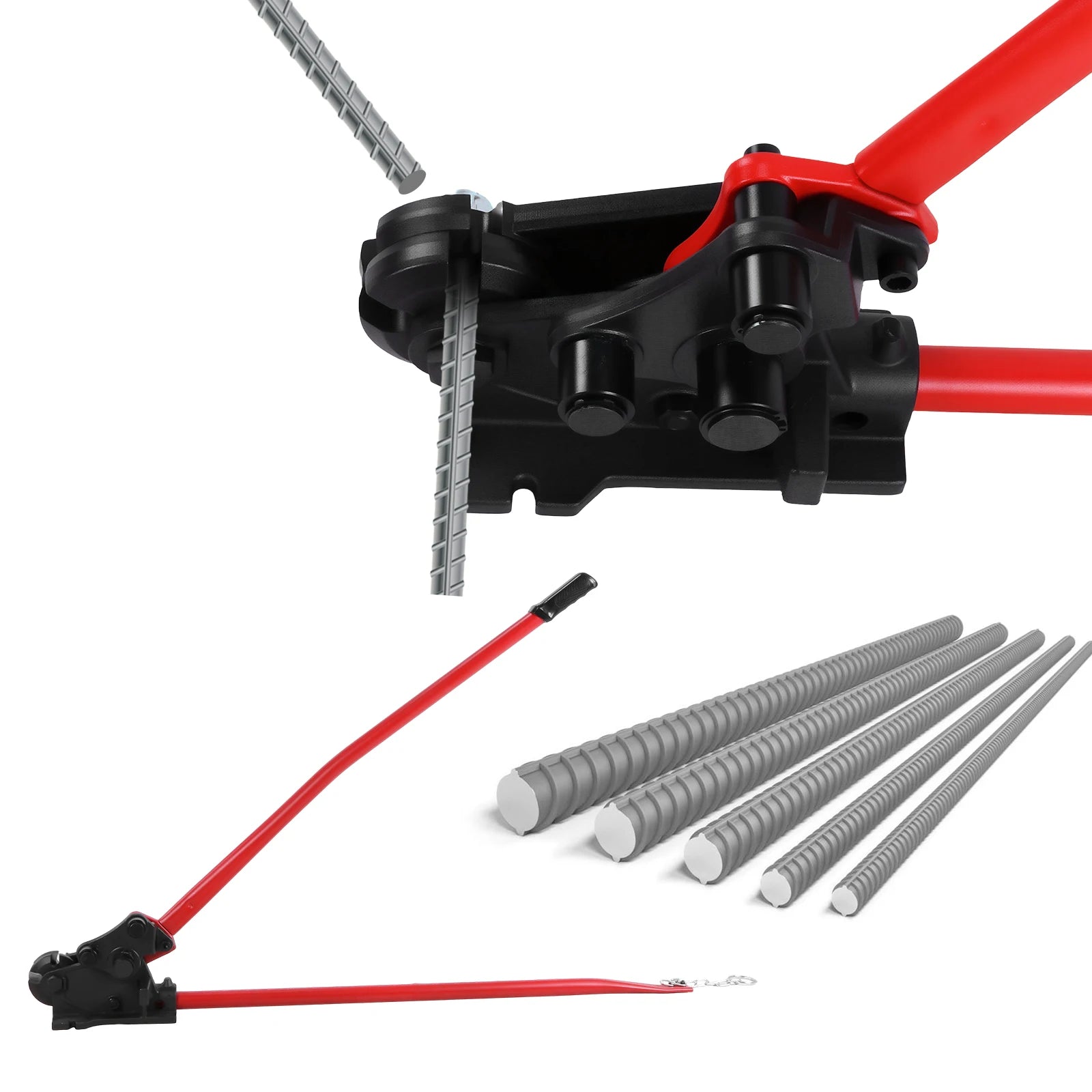 2 in 1 Rebar Cutting Tool Rebars Up To 5/8inch Tubing Bender with No-Slip Handle Grip for Effortlessly Cuts Bends Reinforcement