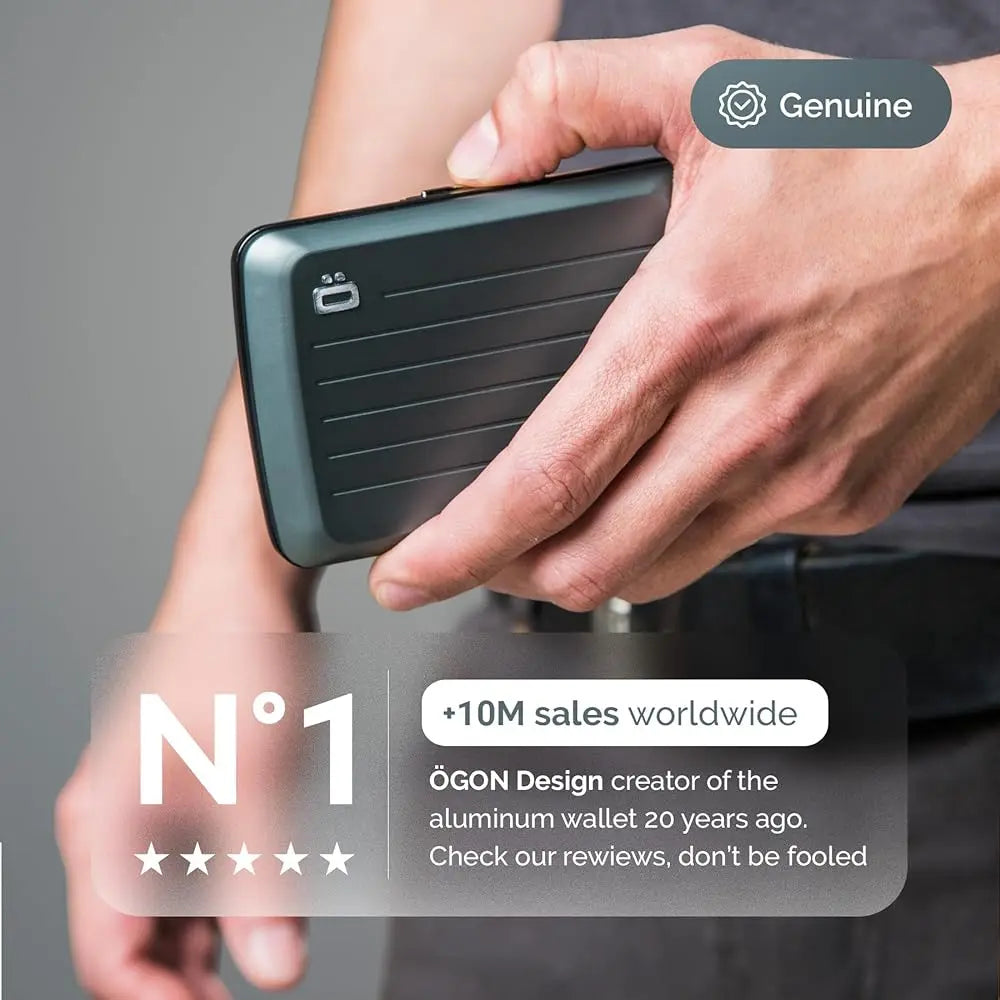 Aluminum card holder with metal lock, RFID protection against fraud and demagnetization, compact wallet, Smart Case