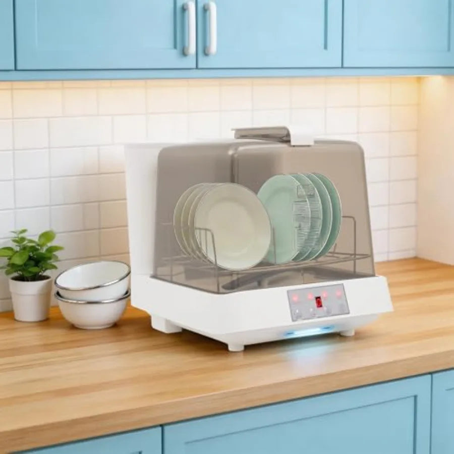800W Compact Built-in Dishwasher with 6L Water Tank for 4-5 Set Tableware 360 Rotating Cleaning 3 Wash Programs Ideal for Small